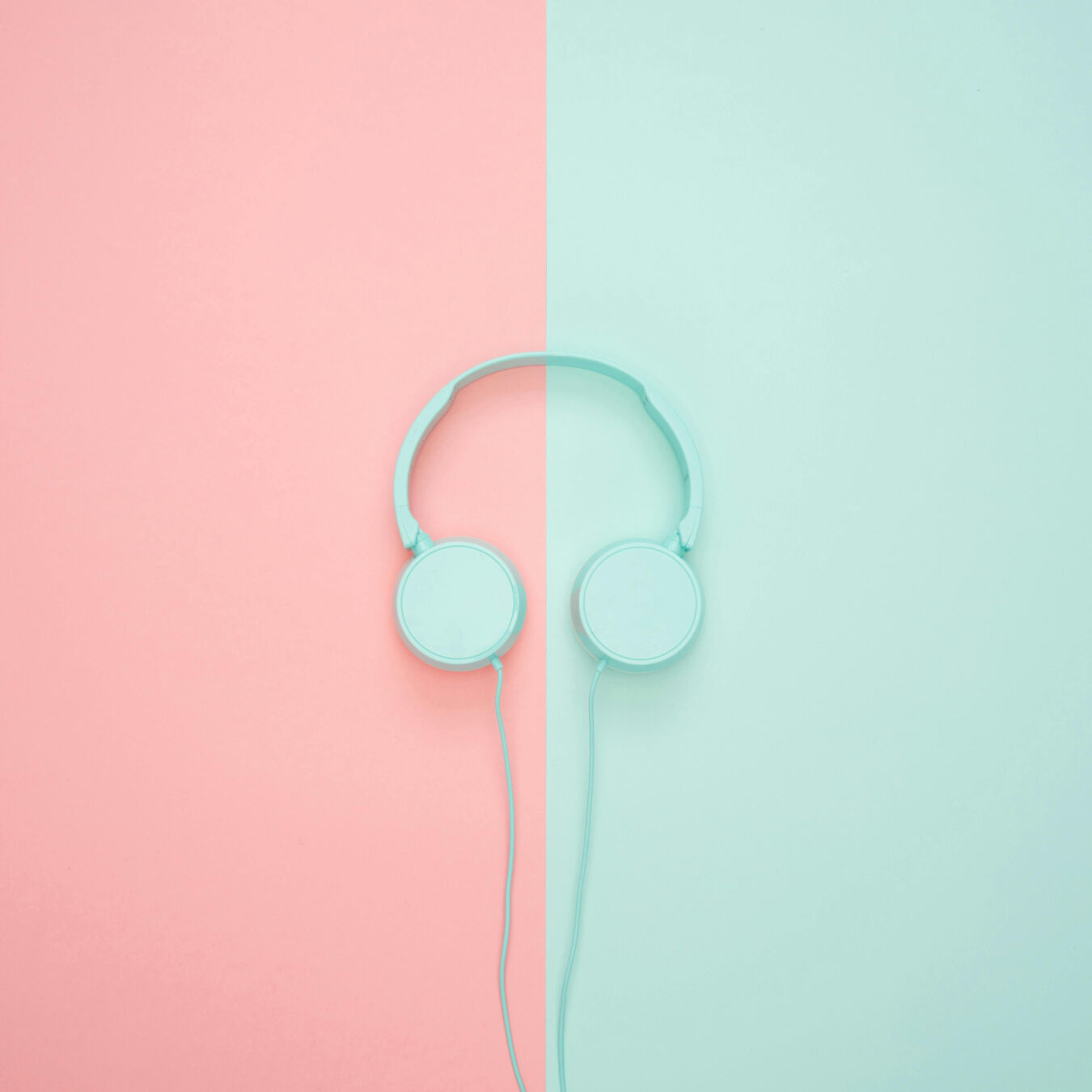 Headphones pink and mint